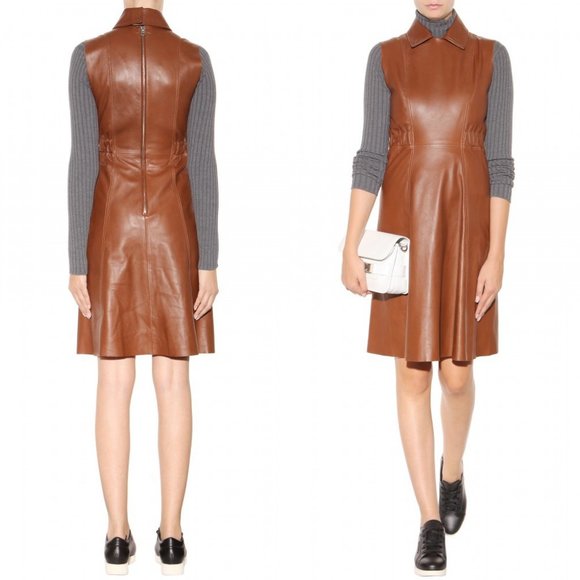 Acne Studios Dresses & Skirts - Acne Studios Levice Lamb Leather Midi Dress Brown